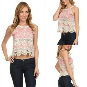 Fashion Village Crochet Lace Crop Top